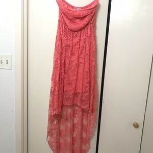 Pink lace high low